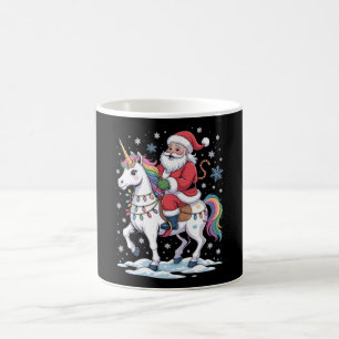 Santa Claus Unicorn Christmas Rainbow Lights Xmas Coffee Mug