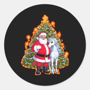Santa Claus Unicorn Christmas Sweater Christmas Tr Classic Round Sticker