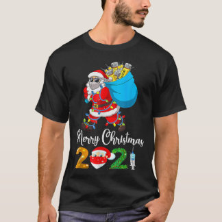 Santa Claus Vaccinated Xmas Lights Merry Christmas T-Shirt
