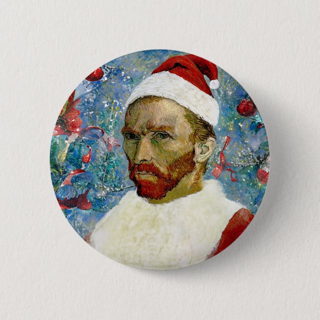 Santa Claus, Van Gogh 6 Cm Round Badge (Front)