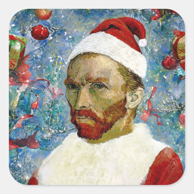 Santa Claus, Van Gogh Square Sticker (Front)