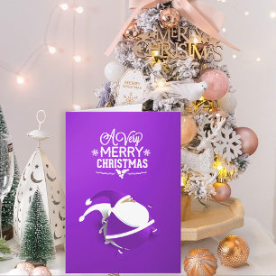 Santa Claus Very Merry Christmas Purple Holiday Card