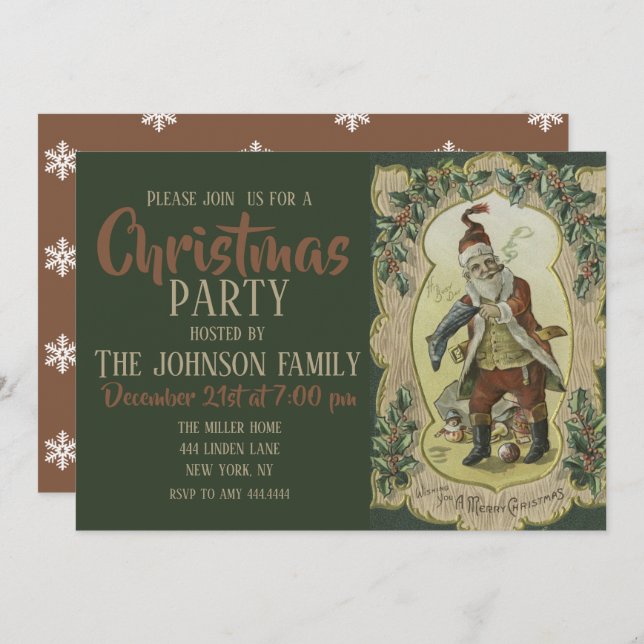 Santa claus Vintage Illustration         Invitation (Front/Back)