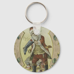Santa claus Vintage Illustration Key Ring