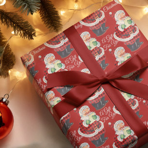 Santa Claus Vintage Old Style Red Retro Christmas Wrapping Paper