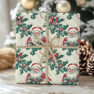Santa Claus Vintage Victorian Christmas Toile Wrapping Paper