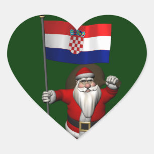 Santa Claus Visiting Croatia Heart Sticker