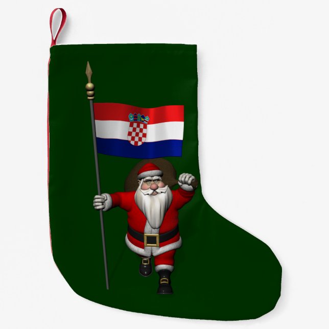 Santa Claus Visiting Croatia Small Christmas Stocking (Front)