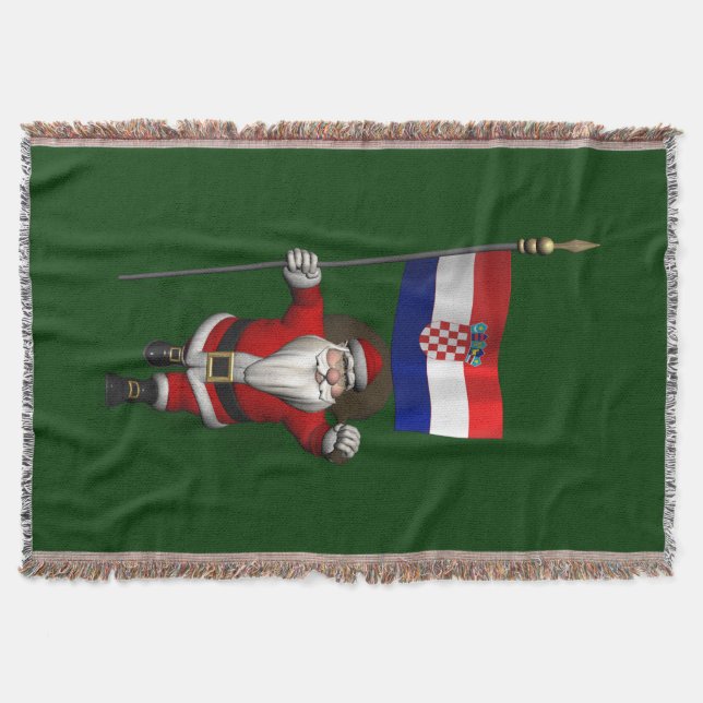 Santa Claus Visiting Croatia Throw Blanket (Front)