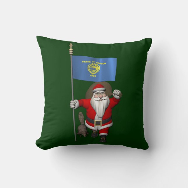 Santa Claus Visiting The Beaver State Cushion (Front)