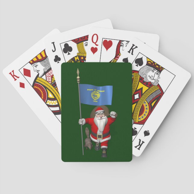 Santa Claus Visiting The Beaver State Playing Cards (Back)