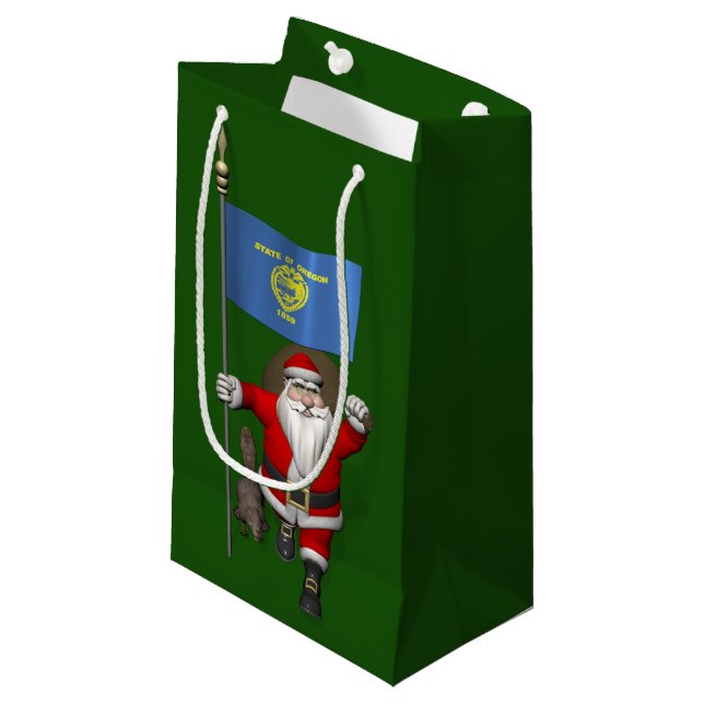 Santa Claus Visiting The Beaver State Small Gift Bag (Front Angled)