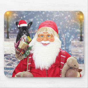Santa Claus w Christmas Gifts French Bulldog Mouse Pad