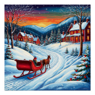 Santa Claus Walking Through Snow hristmas Gifts Poster