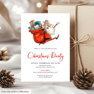 Santa Claus Watercolor Funny Holiday Party Invites