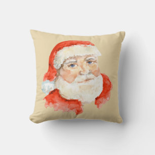 Santa Claus Watercolor Throw Pillow