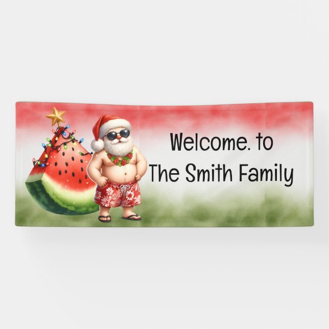  SANTA CLAUS  watermelon Christmas in July  Banner (Horizontal)