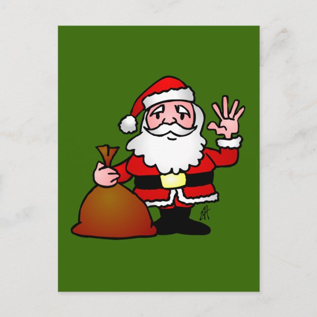 Santa Claus waving Holiday Postcard (Front)