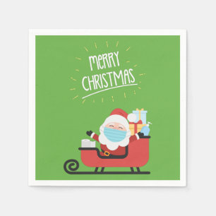 Santa Claus Wearing A Mask For Christmas Napkin