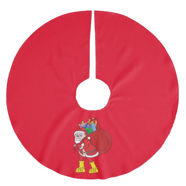 Santa Claus Wearing Big Yellow Boots Brushed Polyester Tree Skirt (Front)