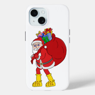Santa Claus Wearing Big Yellow Boots iPhone 15 Case
