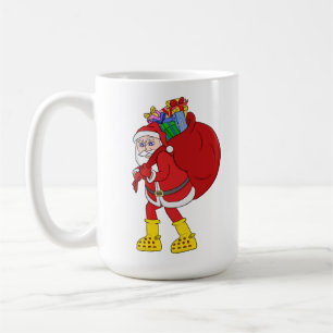 Santa Claus Wearing Big Yellow Boots Coffee Mug