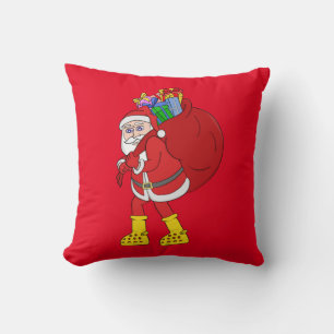 Santa Claus Wearing Big Yellow Boots Cushion