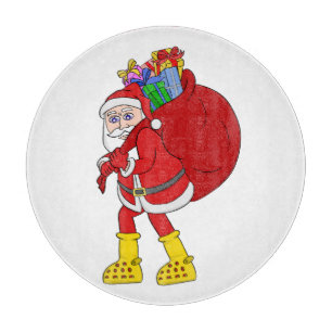Santa Claus Wearing Big Yellow Boots Cutting Board