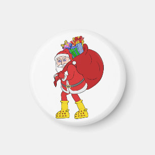 Santa Claus Wearing Big Yellow Boots Magnet