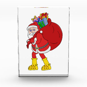 Santa Claus Wearing Big Yellow Boots Photo Block