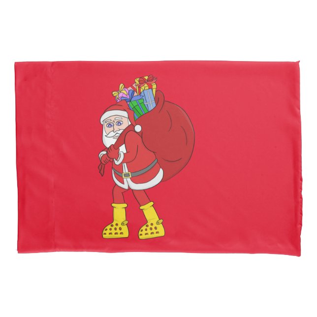 Santa Claus Wearing Big Yellow Boots Pillowcase (Front)