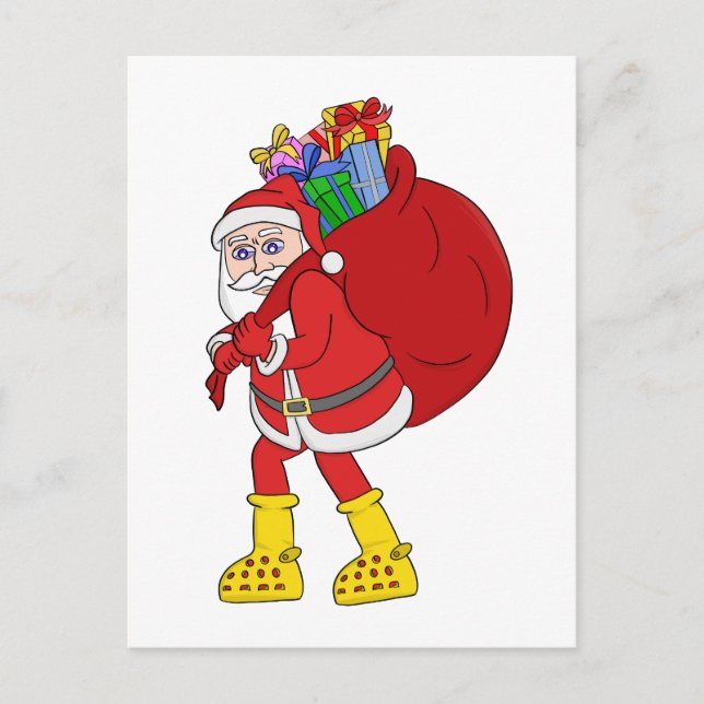 Santa Claus Wearing Big Yellow Boots Postcard (Front)