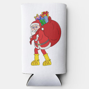 Santa Claus Wearing Big Yellow Boots Seltzer Can Cooler