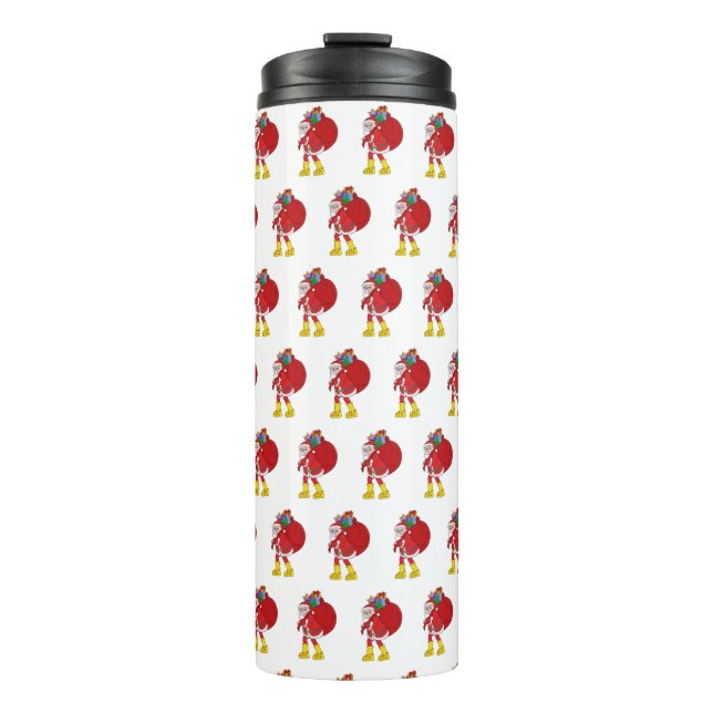 Santa Claus Wearing Big Yellow Boots Thermal Tumbler (Front)