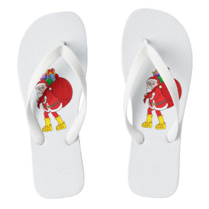 Santa Claus Wearing Big Yellow Boots Thongs
