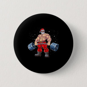 Santa Claus Weightlifting Fitness Christmas Bodybu 6 Cm Round Badge