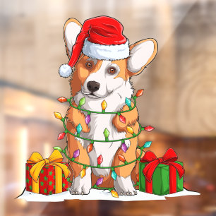 Santa Claus Welsh Corgi Wrapped In Christmas Light
