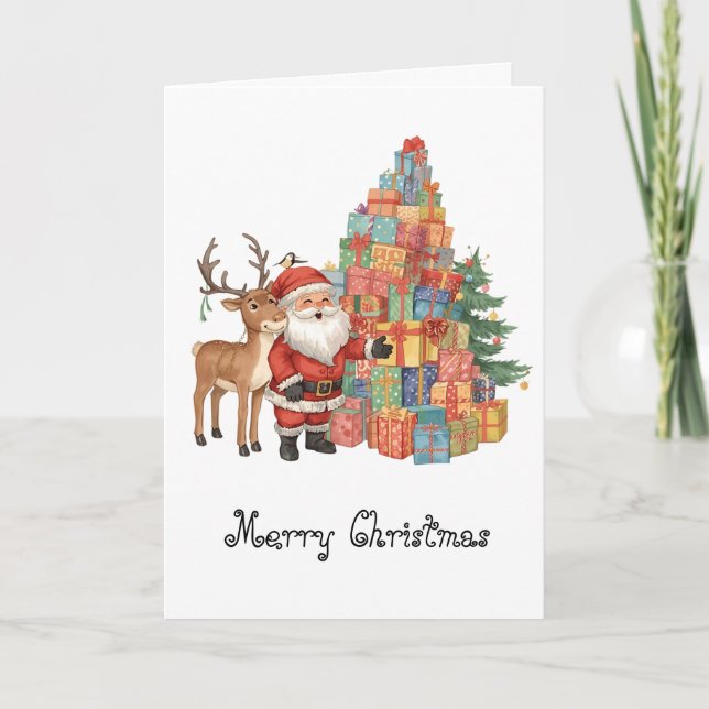 Santa Claus whimsical Folded Greeting Card (Front)