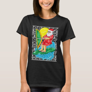 Santa Claus Wind Surf Surfing Surfer Hawaiian Chri T-Shirt