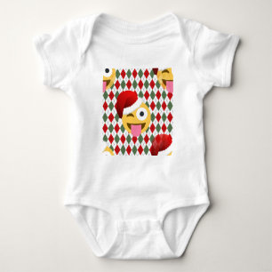 santa claus wink emoji baby bodysuit