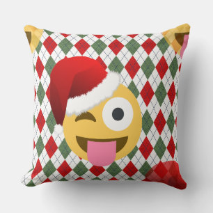 santa claus wink emoji cushion