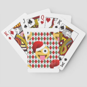 santa claus wink emoji playing cards