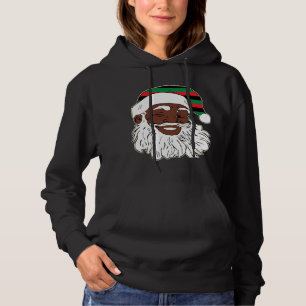 Santa Claus Winking Christmas Pan African Flag Hat Hoodie