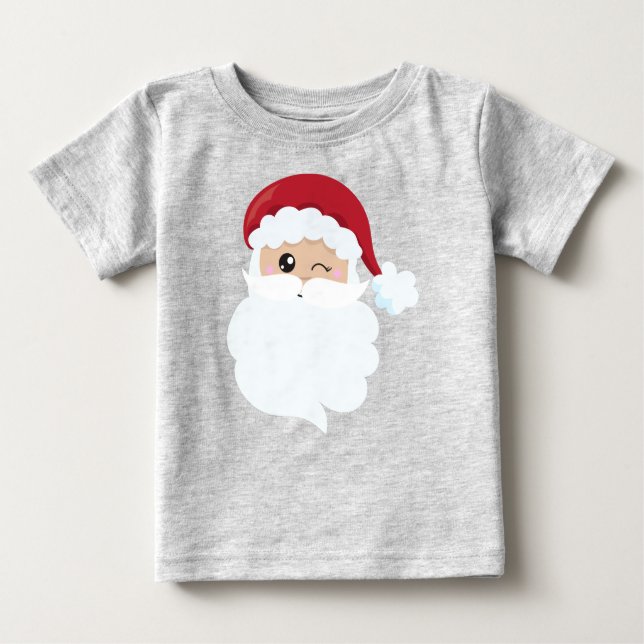 Santa Claus, Winking Santa, Santa Hat, Christmas Baby T-Shirt (Front)