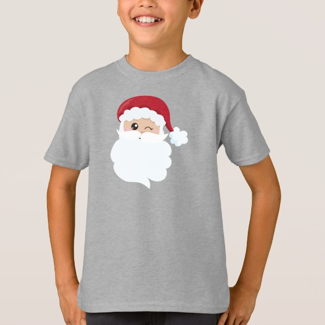 Santa Claus, Winking Santa, Santa Hat, Christmas T-Shirt (Front)