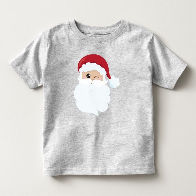 Santa Claus, Winking Santa, Santa Hat, Christmas Toddler T-Shirt (Front)
