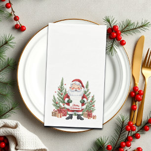 Santa Claus Winter Wreath Merry Christmas Napkin