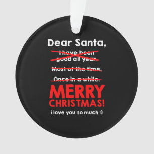 Santa Claus Wish List Christmas Gift Christmas Ornament