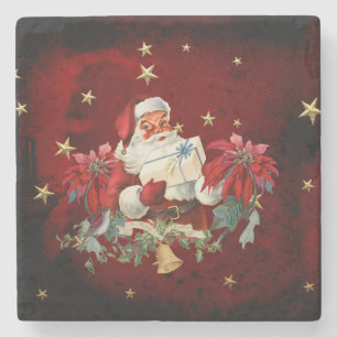 Santa Claus wish you a merry christmas Stone Coaster