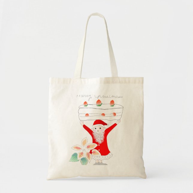 Santa Claus with a big cake Tote Bag (Front)
